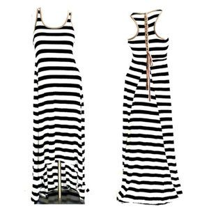 Grievergate Striped High-Low Sleeveless Maxi Dress